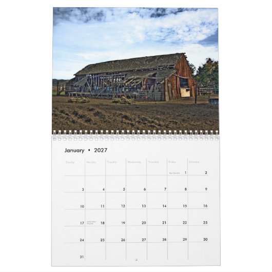 Californië op rij kalender (Jan 2027)