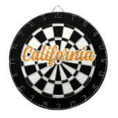 Californië Oranje tekst Zwart-wit Retro Dartbord (Voorkant)