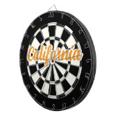 Californië Oranje tekst Zwart-wit Retro Dartbord (Voorkant Rechts)