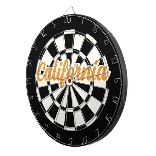 Californië Oranje tekst Zwart-wit Retro Dartbord (Voorkant Rechts)