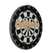 Californië Oranje tekst Zwart-wit Retro Dartbord (Voorkant Links)