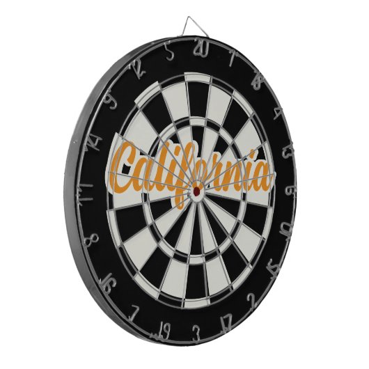 Californië Oranje tekst Zwart-wit Retro Dartbord (Voorkant Links)