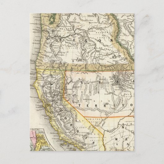 Californië, Oregon, Utah Briefkaart (Voorkant)