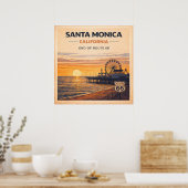 Californië Pacific Coast Eindpunt Route 66 Poster (Keuken)