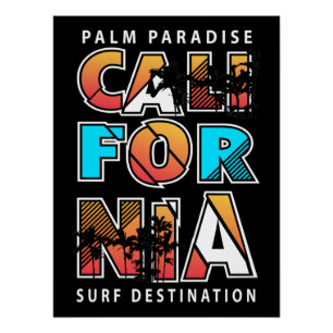 Californië Palm Paradise: de droom van een Surf-li Perfect Poster