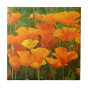 Californië papaverimpasto tegeltje