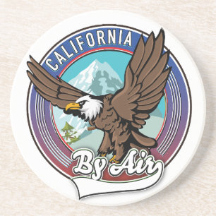 Californië Per vliegtuig reis patch Zandsteen Onderzetter
