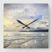 Californië Pismo Beach Dramatische Cloud Sunset Fo Vierkante Klok (Voorkant)