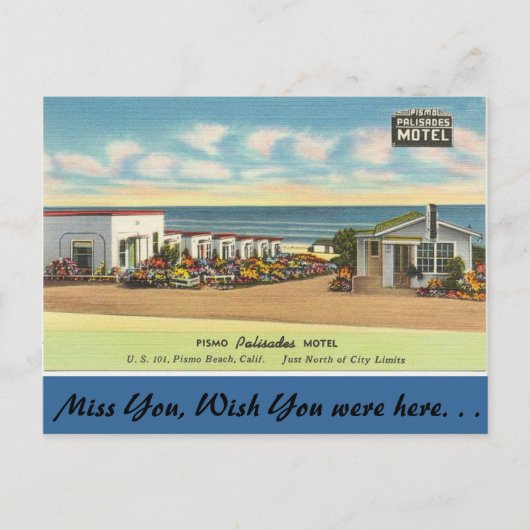 Californië, Pismo Palisades Motel Briefkaart (Voorkant)