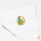 Californië Poppies Quail Bird Waterverf Ronde Sticker (Envelop)