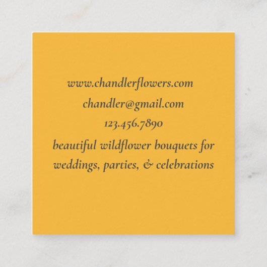 Californië Poppies Wildflower Waterverf Sinaasappe Vierkante Visitekaartje (Achterkant)
