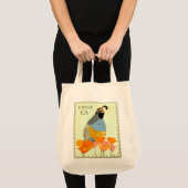 Californië Poppy en Quail Canvas tas (Voorkant (product))
