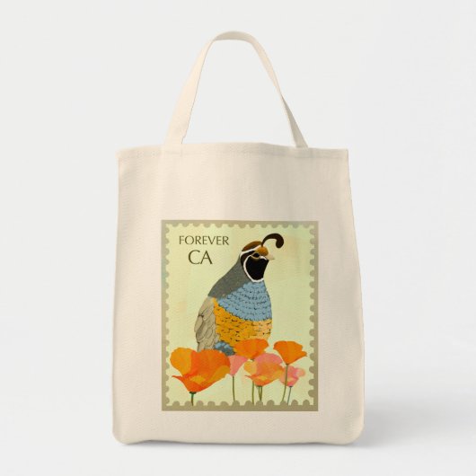 Californië Poppy en Quail Canvas tas (Voorkant)