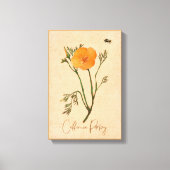 Californië Poppy Sinaasappel Botanische Wildbloem Canvas Afdruk (Voorkant)