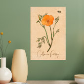Californië Poppy Sinaasappel Botanische Wildbloem Canvas Afdruk