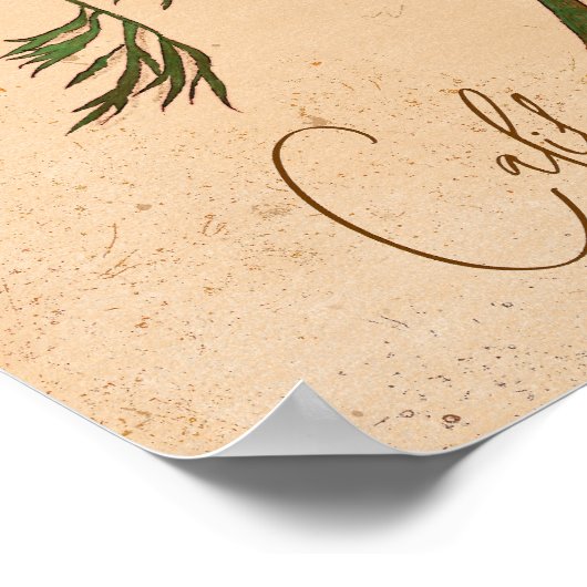 Californië Poppy Sinaasappel Botanische Wildbloem Poster (Hoek)