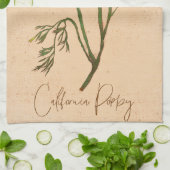 Californië Poppy Sinaasappel Botanische Wildbloem Theedoek (Gevouwen)