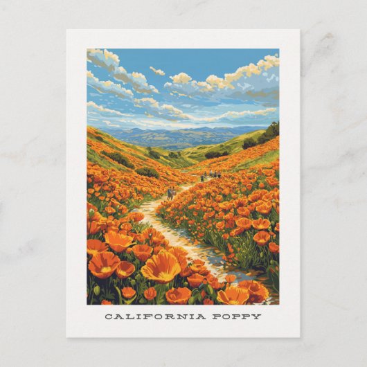 Californië Poppy US Travel Briefkaart (Voorkant)