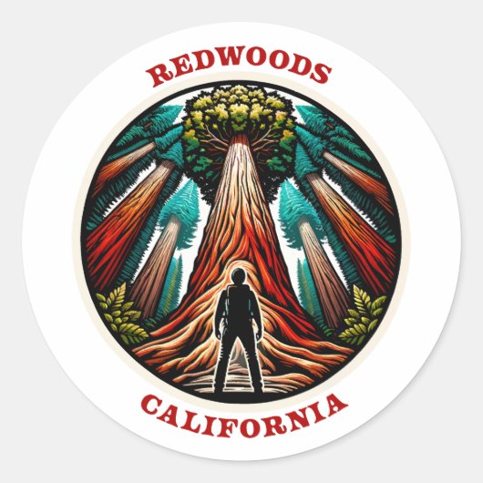 Californië Redwood Ronde Sticker (Voorkant)