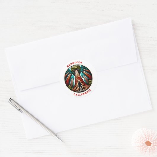 Californië Redwood Ronde Sticker (Envelop)