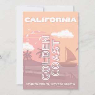 Californië, Reiskunst, Preppy, Pastel Feestdagenkaart