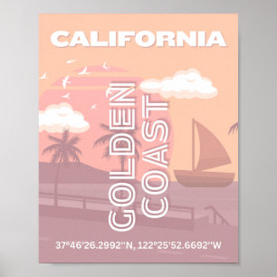 Californië, Reiskunst, Preppy, Pastel Poster