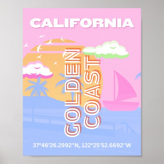 Californië, Reiskunst, Preppy Poster (Voorkant)