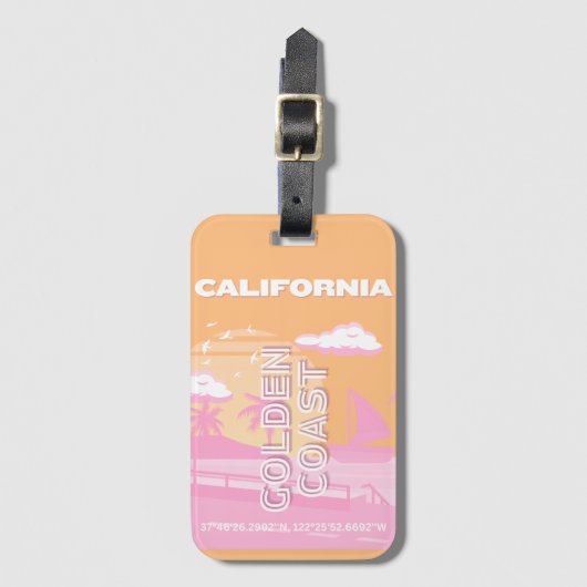 Californië, Reiskunst, Preppy, Preppy Reizen Bagagelabel (Voorkant (verticaal))