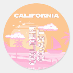 Californië, Reiskunst, Preppy, Preppy Reizen Ronde Sticker