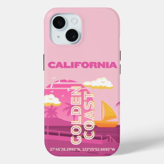 Californië, Reiskunst, Preppy, Roze Case-Mate iPhone Case (Achterkant)