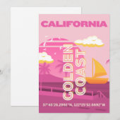 Californië, Reiskunst, Preppy, Roze Feestdagenkaart (Voorkant / Achterkant)