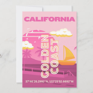 Californië, Reiskunst, Preppy, Roze Feestdagenkaart