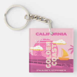 Californië, Reiskunst, Preppy, Roze Sleutelhanger