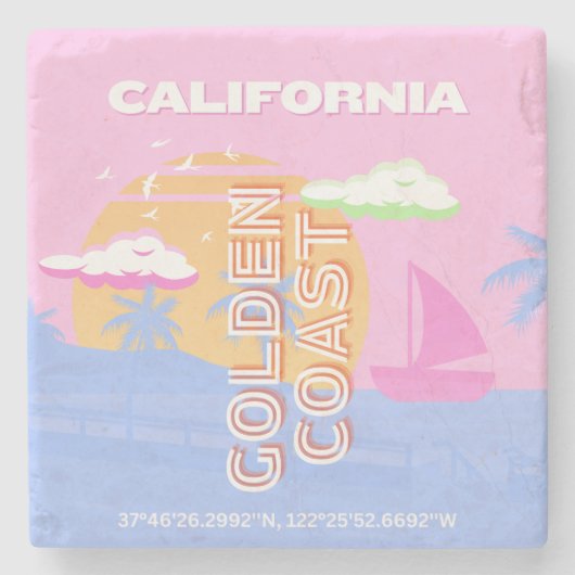 Californië, Reiskunst, Preppy Stenen Onderzetter (Voorkant)