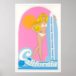 Californië Reisposter Surf Art Western Poster