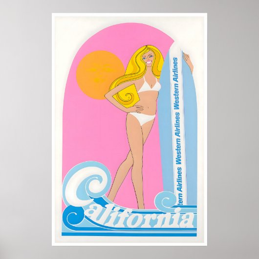 Californië Reisposter Surf Art Western Poster (Voorkant)