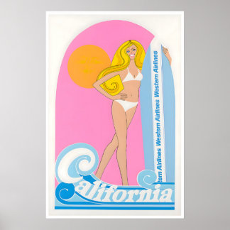 Californië Reisposter Surf Art Western Poster