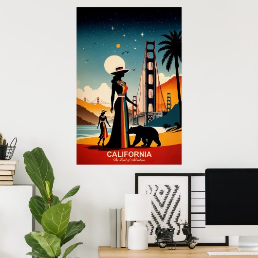 Californië: Reisposter voor The Land of Adventures Poster (Thuiskantoor)