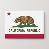 Californië Republiek Beer Vlag: Cali Gouden Staat Button (Voorkant)