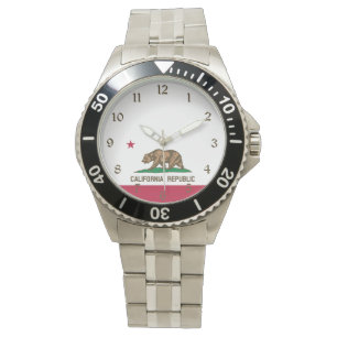 Californië Republiek Beer Vlag: Cali Gouden Staat Horloge