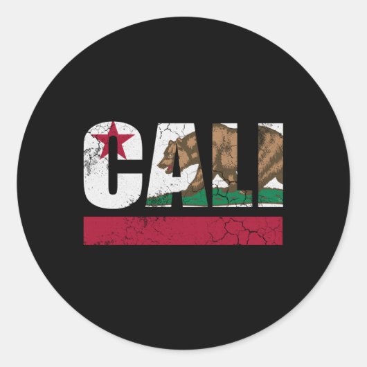 Californië Republiek Cali Vlag Fade Ronde Sticker (Voorkant)