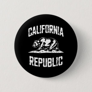 Californië Republiek Grizzly Staat Retro Vintage Ronde Button 5,7 Cm