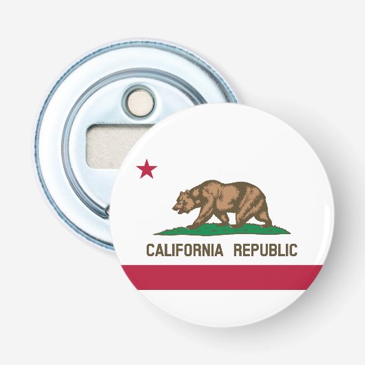 Californië Republiek Staatsvlag Button Flesopener (Voorkant)