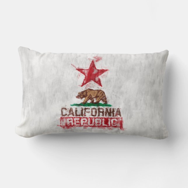 Californië Republiek Vlag Beer Schilderstijl Decor Kussen (Voorkant)