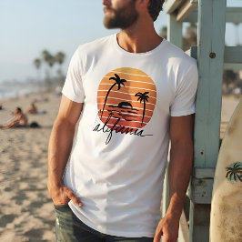 Californië Retro 70s Zonsondergang Palmboom T-shirt