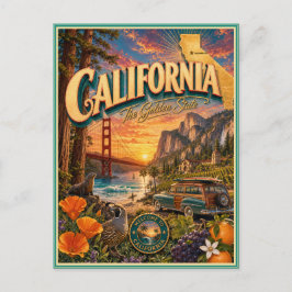 Californië Retro Reis Souvenir Prentbriefkaart Briefkaart