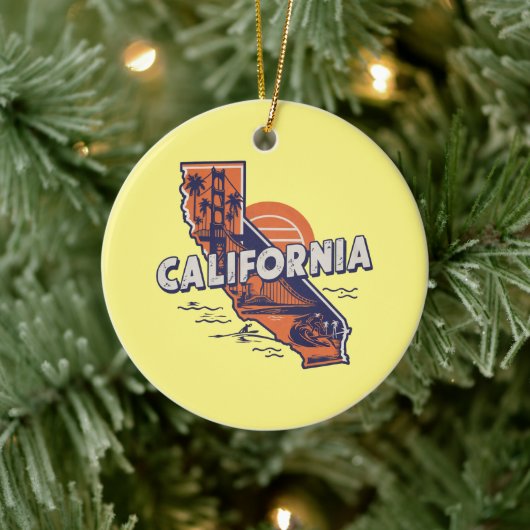Californië Retro State Silhouet Keramisch Ornament (Boom)