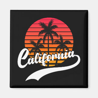 Californië Retro Zonsondergang En Palmboom Magnet