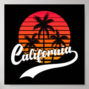 Californië Retro Zonsondergang Poster