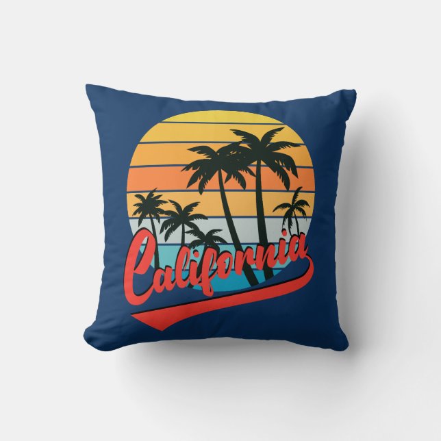 Californië Retro Zonsondergang Worp Kussen (Voorkant)